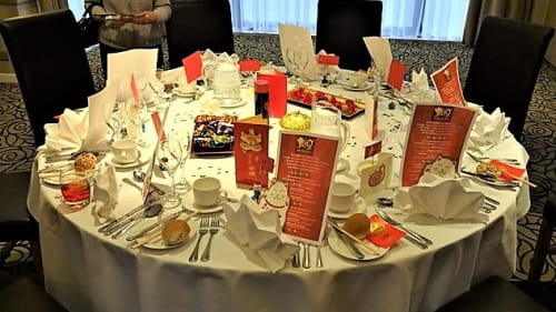 Table settings at a Kingdom of Fife group dinner